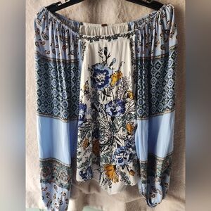 Free People Floral Bohemian Off-Shoulder Top